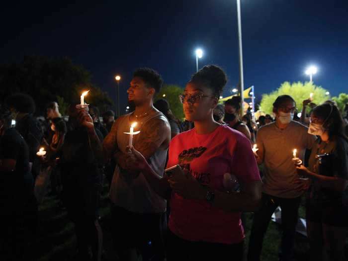 In Las Vegas, Nevada, protesters gathered for a candlelight vigil to pay tribute to those who have been victims of police violence.