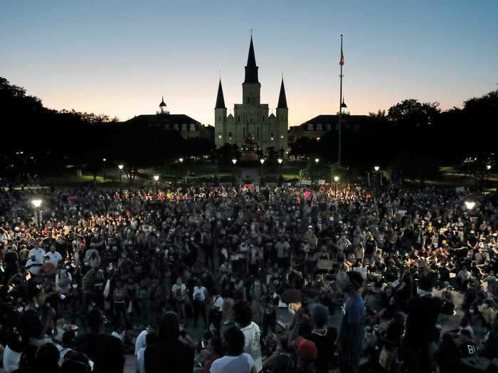 In New Orleans, Louisiana, thousands of protesters gathered during a rally in Jackson Square on Friday.