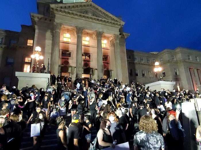 In Boise, Idaho, people gathered to protest outside of the state Capitol building.