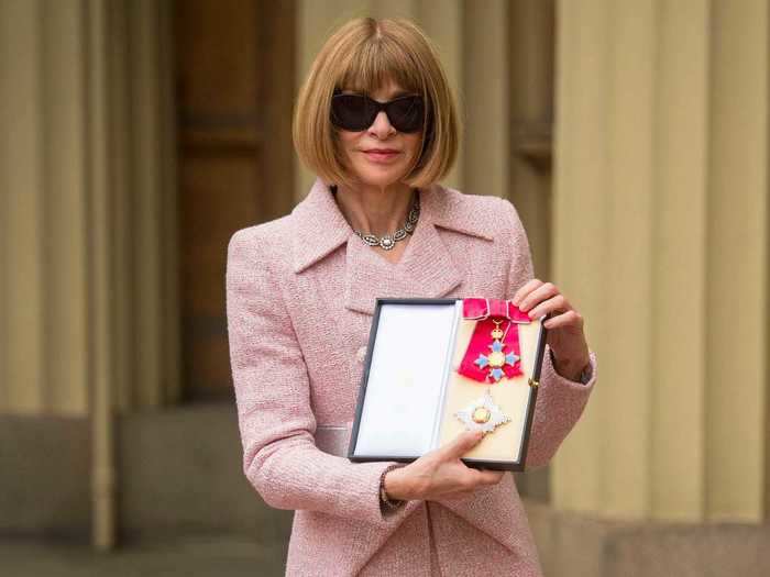 Wintour was made a dame for her work in fashion and journalism during a ceremony at Buckingham Palace in May 2017.