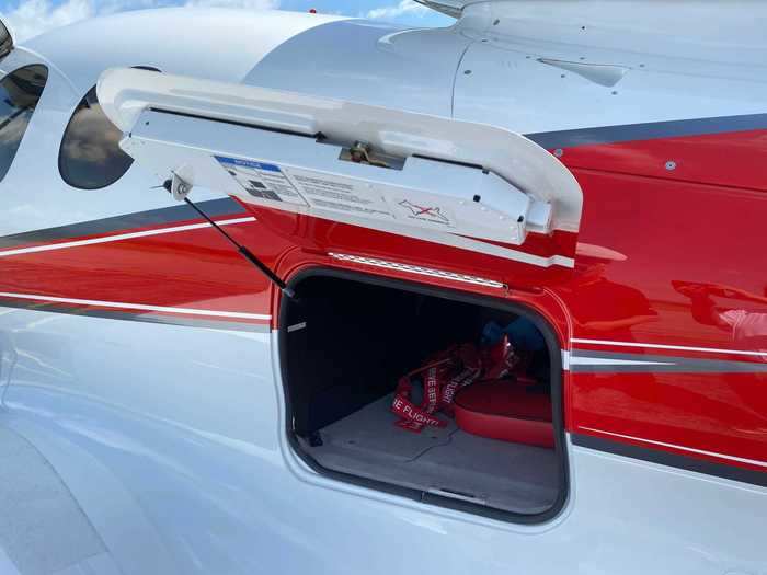 An exterior-accessible storage compartment can also be found in the back of the aircraft.