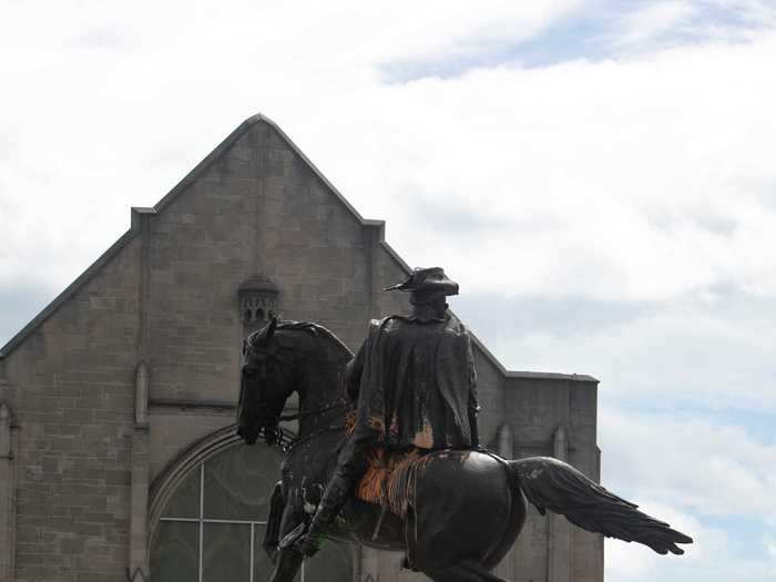 Protesters in Richmond also marked the statue of Confederate Gen. J.E.B Stuart with graffiti.