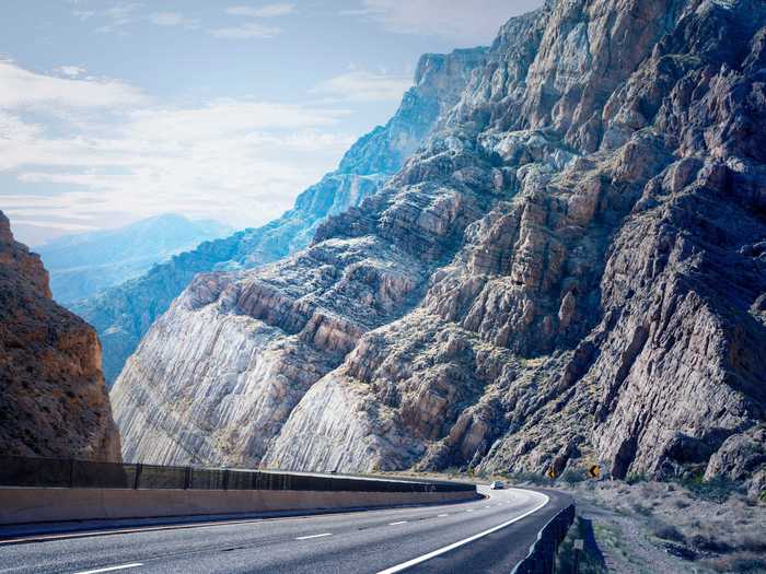 Interstate 15 runs through the Beaver Dam Mountains in Arizona.