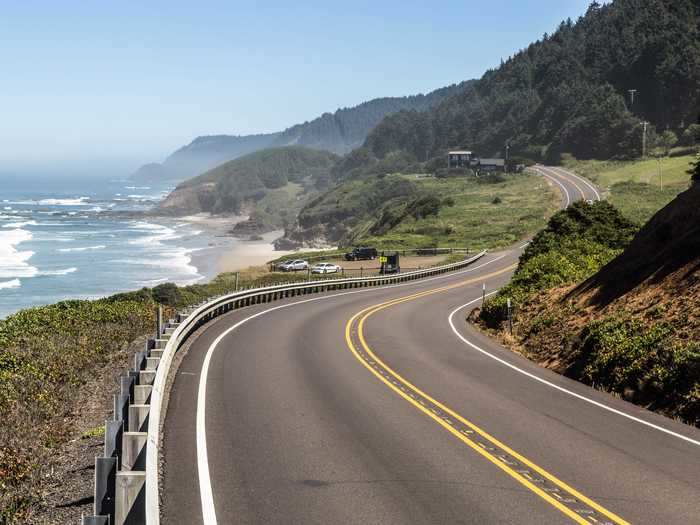 Highway 101 runs through Oregon and has both coastal and mountain views.