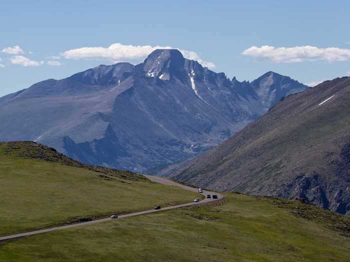 Trail Ridge Road has views of the Rocky Mountains in Colorado.