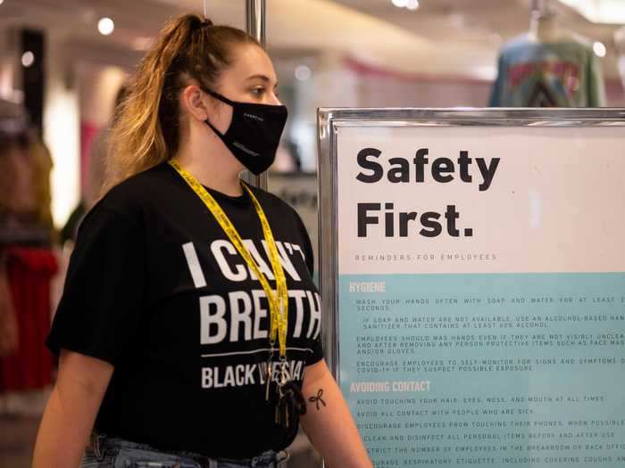 The reopening is not without major adjustments at the mall, including a host of health and safety precautions. Signs reminding guests of health tips are posted around the building.