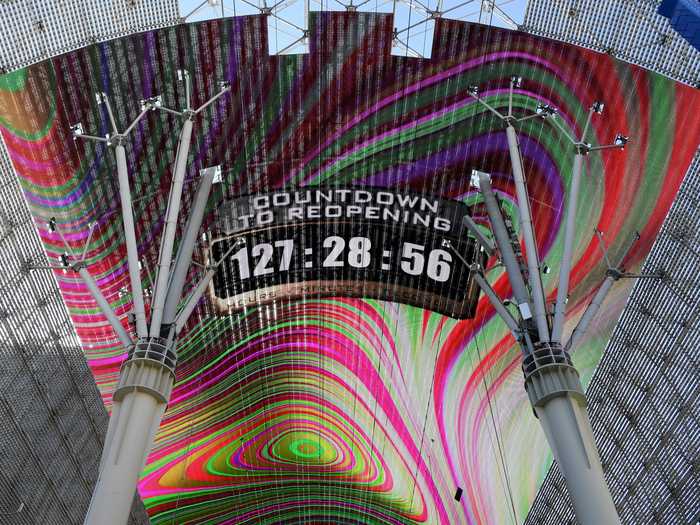 A massive clock outside the Mall of America counted down the reopening of the shopping center.