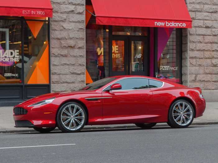 Aston Martin DB9. My favorite design, possibly ever, penned by Henrik Fisker. Perfection, in my book. Under the hood thrums a 540-horsepower V-12.