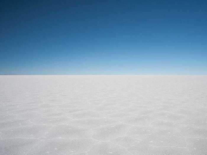 Nothing has been Photoshopped out of this image — Uyuni Salt Flat in Bolivia really is that empty.