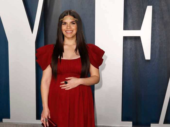 America Ferrera cradled her baby bump at the same event.