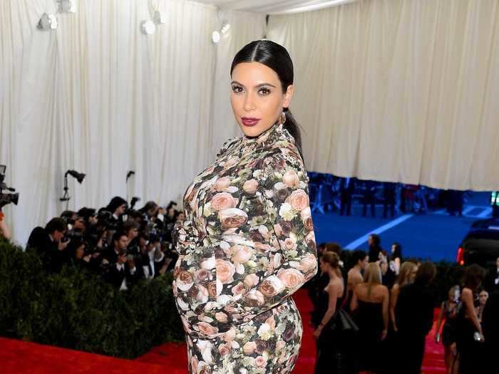 Kim Kardashian West chose a long-sleeved, floral-print gown for the 2013 Met Gala.