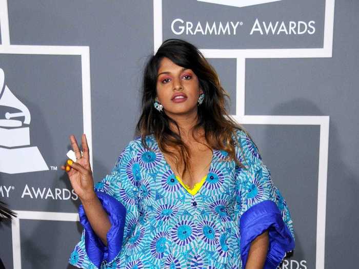 M.I.A. opted for a maternity minidress while attending the 2009 Grammy Awards.