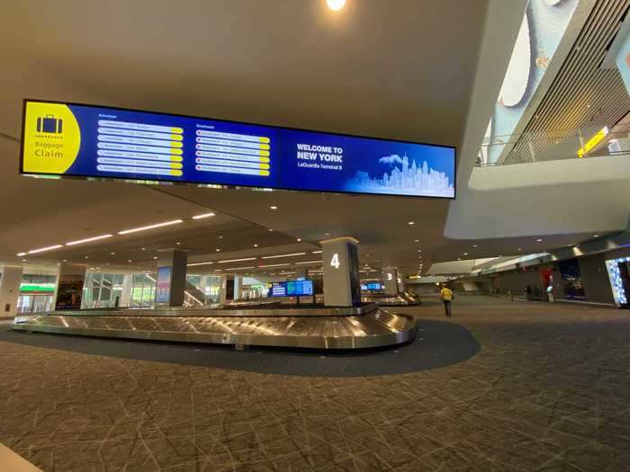 Baggage claim is located on the second floor with LaGuardia employing new robotic technology to speed up the process.