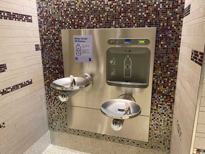 Water fountain stations in the terminal were closed due to the pandemic but the water bottle stations are still active.