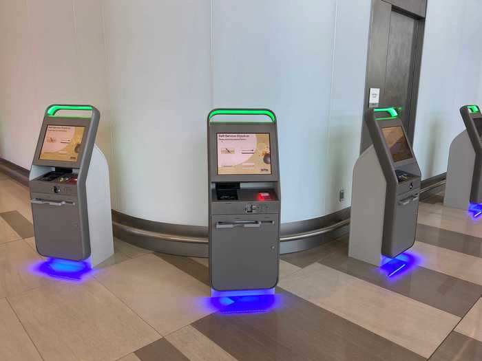 But every kiosk is interchangeable and can access the system of any airline that uses the terminal.