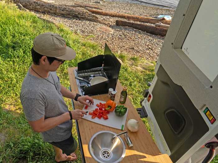 However, the rental vans also come with plugs that allow for connection to shore power and water lines for a more steady source of electricity and water.