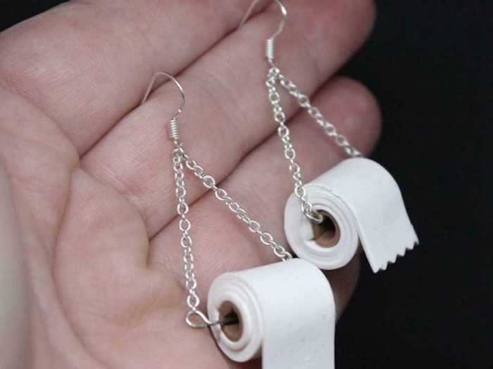 Toilet roll earrings for £1 ($1.20).