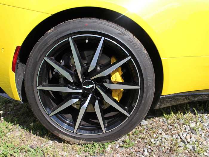 The yellow brake calipers are $1,600 additional. My test car wore Bridgestones at all four corners.