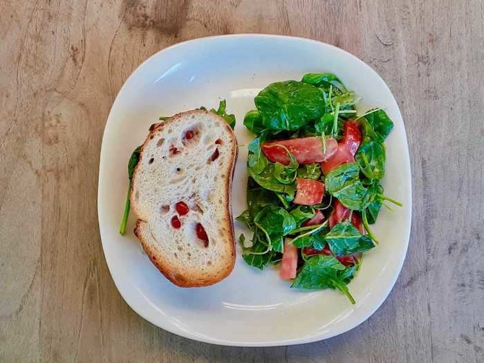 At noon, Sabatier stops working to make a simple lunch of either leftovers from dinner the night before or a salad with a sandwich.