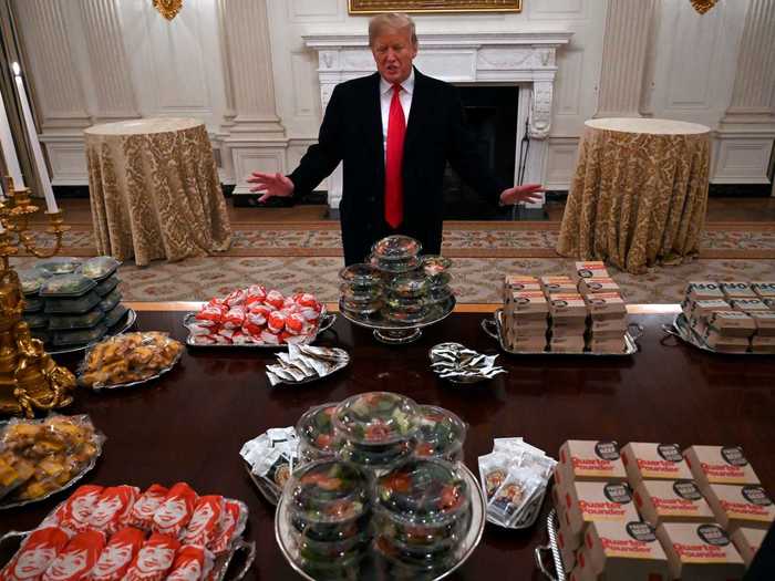 In some of the more lighthearted moments, Trump has entertained athletic champions at the White House with his favorite items from fast-food restaurants.