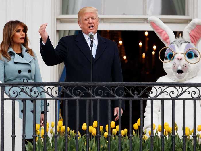 Other times in his presidency have been more lighthearted. On the White House front lawn, Trump and the first lady preside over the Easter egg roll, one of many holiday traditions.