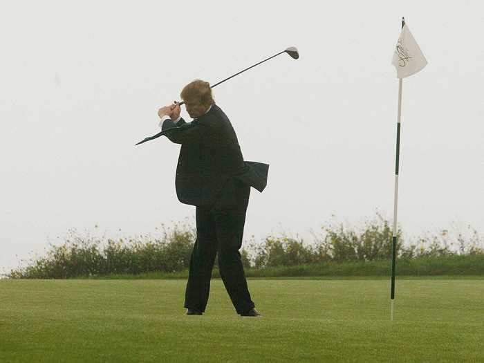 Trump loves to golf. He owns 17 courses. The president has spent time at one of his golf courses during at least 266 days of his presidency so far.