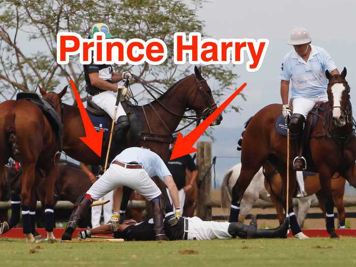 Prince Harry used his army training to help an injured polo player.