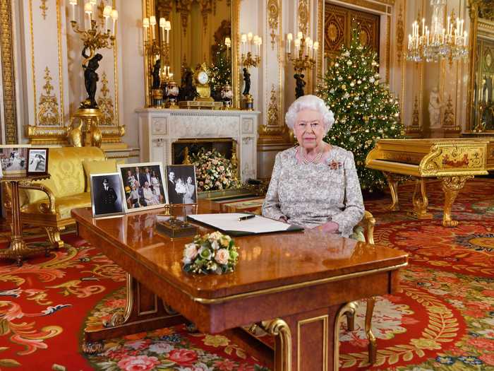 Her Majesty often uses the space to address the nation in her annual Christmas Day video speech.