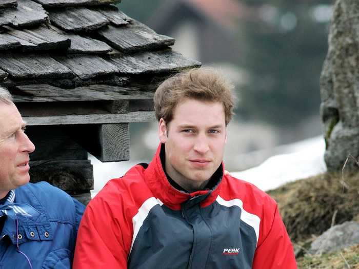 While on a family ski trip in Switzerland circa 2005, Prince William posed alongside his father, Prince Charles.