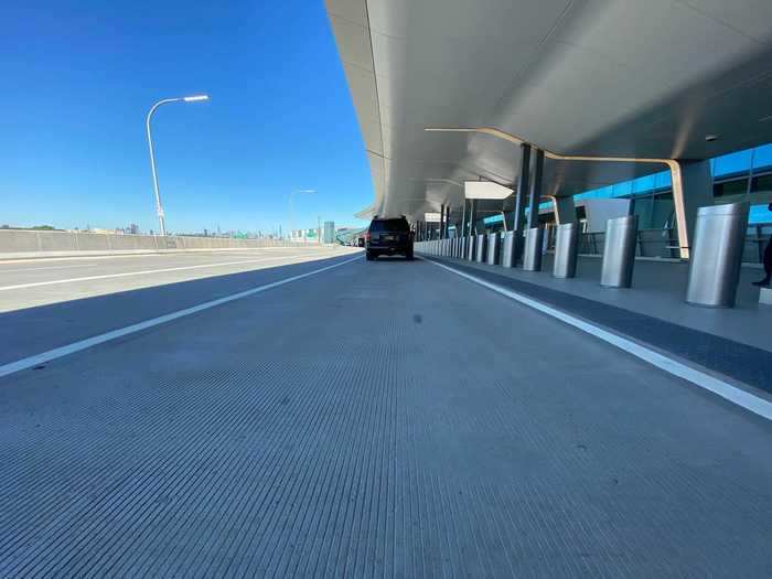 The four-lane roadway is level with the curb allowing for easy access for cars and limited-mobility passengers.