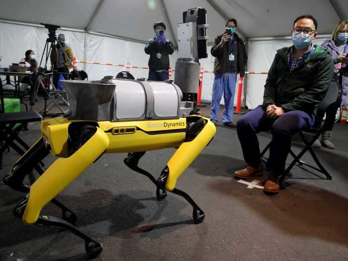 Boston Dynamics has been working on ways for Spot to measure body temperature, respiratory rate, pulse rate, and oxygen saturation.