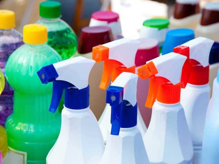 Many dollar stores sell cleaning supplies that will help keep your kitchen spotless.