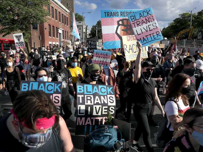 In Boston, thousands of people gathered for a Transgender Resistance Vigil and March, to honor Black trans people who were instrumental in the Stonewall Riots and to recognize the difficulties that Black trans individuals face today.