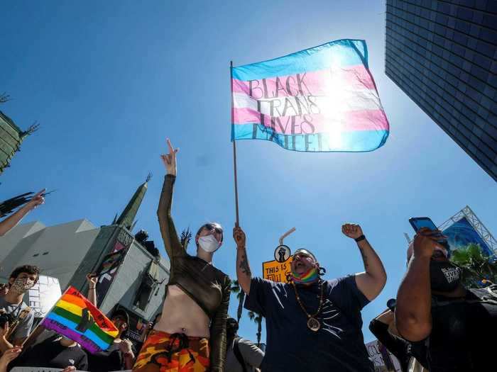 In Los Angeles, tens of thousands took to the streets near Hollywood during an All Black Lives Matter march for LGBTQ+ rights and protest police brutality and racism.