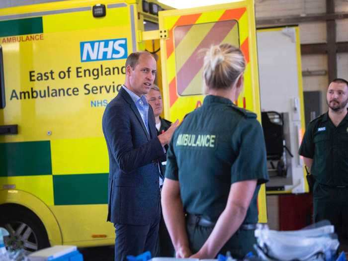 Later that day, Prince William paid a visit to paramedic staff at King