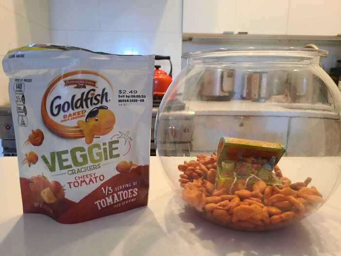 I have my doubts about the Goldfish veggie crackers in the cheesy tomato flavor.