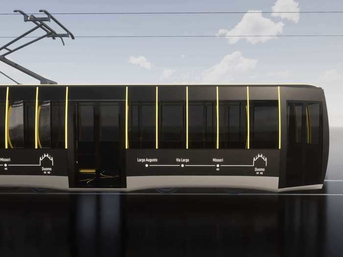 The side features a dynamic display of the route, similar to what many trains have on the inside.