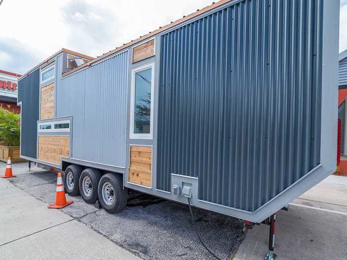 The trailer is 30 feet long, but Movable Roots added a two-foot extension to both ends of the trailer to extend its overall length to 34 feet.