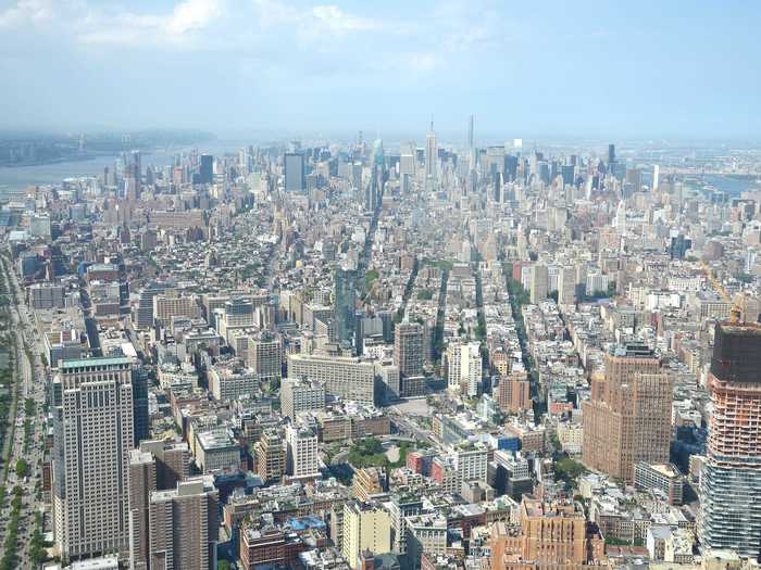 The 360-degree observatory provides views spanning 50 miles, including other New York landmarks like the Statue of Liberty and the Empire State Building.