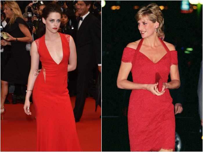 Stewart opted for a little red dress at the Cannes Film Festival in 2012, and it was similar to a Catherine Walker gown the princess wore while in Argentina.