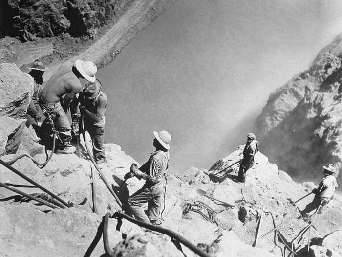 THEN: The beginning of the construction of the nearby Hoover Dam in 1931 brought in a wave of workers, growing Vegas