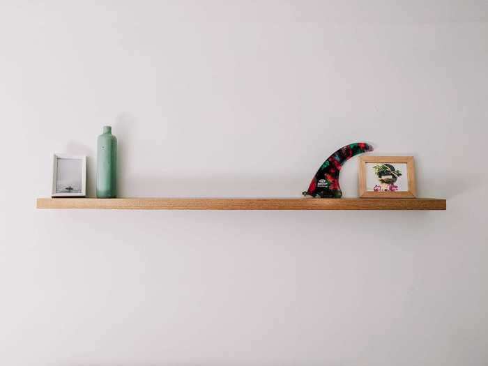 We made this floating shelf with some leftover wood.