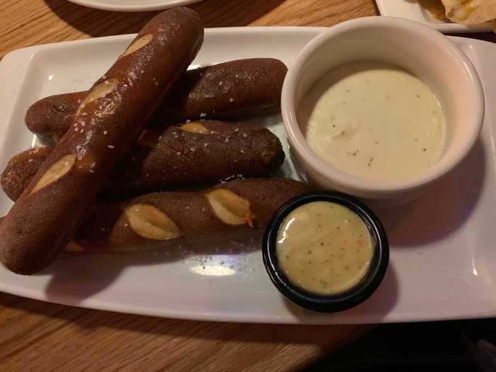 The brewpub pretzels with beer-cheese dip are an underrated appetizer.