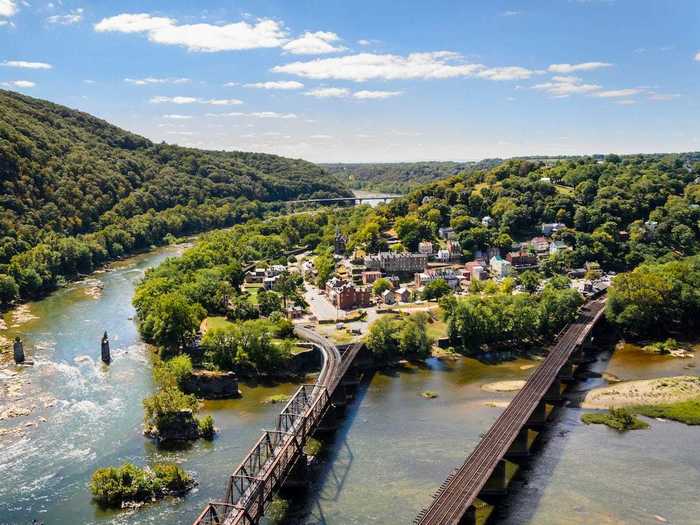 Harpers Ferry, West Virginia, sits where the Shenandoah and Potomac rivers meet.