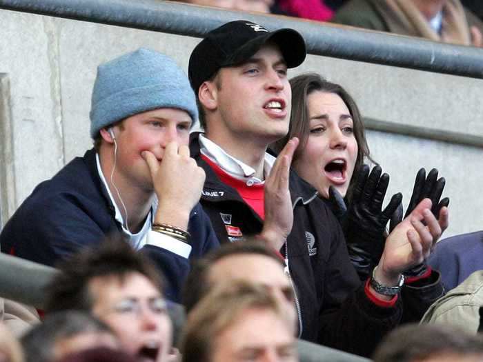 2007: William made a rare appearance with Kate Middleton during the England vs Italy Six Nations match at Twickenham Stadium in February.