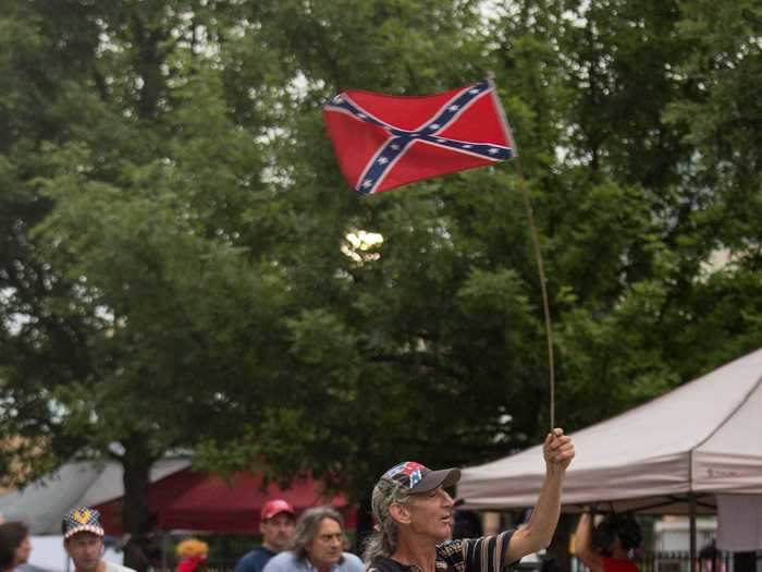 Gary Brumley, a 60-year-old Tulsa native, says he came "to protest the dismemberment of our national monuments that are sacred to this country,"