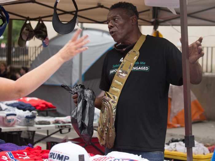 Eric Washington, a 61-year-old vendor selling t-shirts, says he