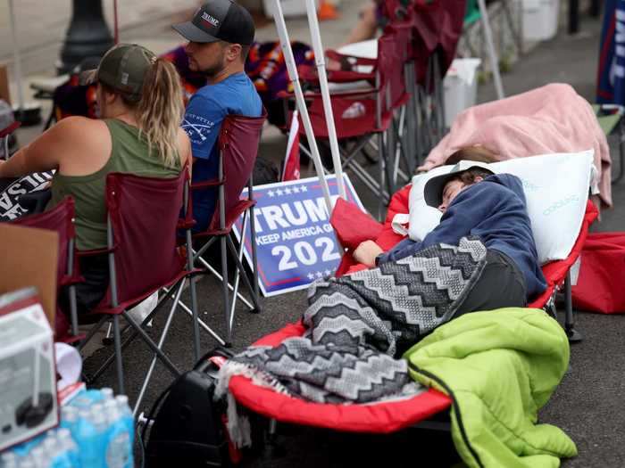 Some rallygoers set up tents and got some sleep before Saturday