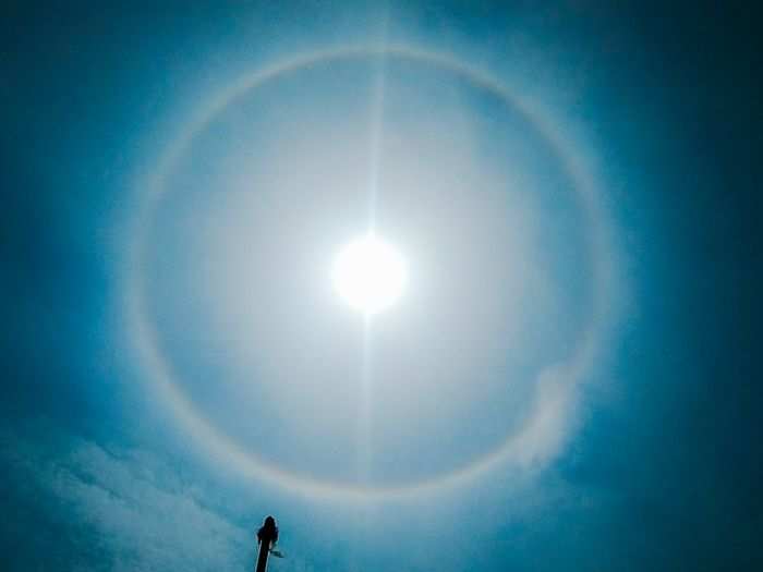 As the solar eclipse came to an end, there was an outer ring rainbow over the skies of Nagpur