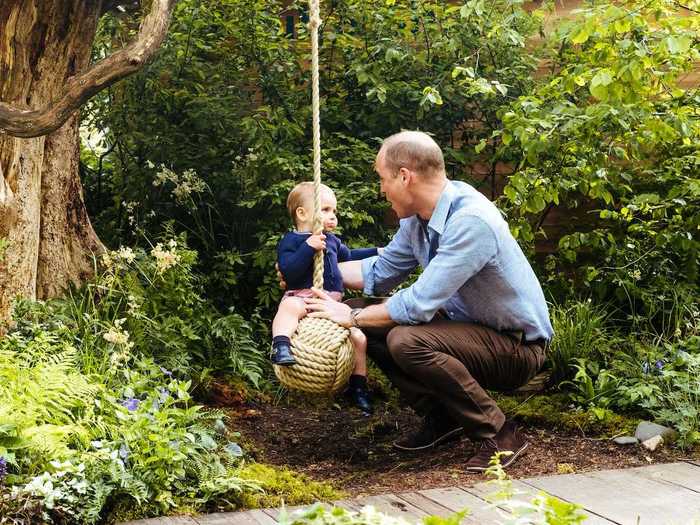 Even though the Duke of Cambridge has a busy schedule of royal engagements, he still makes time for father and son activities, like pushing Louis on a garden swing.